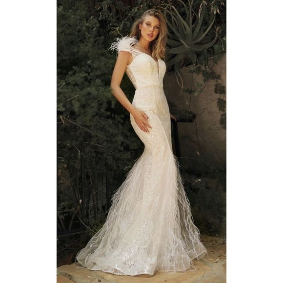 Cinderella EMBELLISHED MERMIAD FEATHER BRIDAL GOWN Multi Sizes C57W